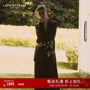 LAFAYETTE148 拉飞逸高腰绵羊毛九分裙摆裤