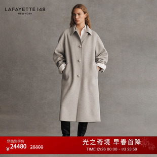 拉飞逸宽松插肩袖 LAFAYETTE148 羊绒双面呢大衣 26早春新款
