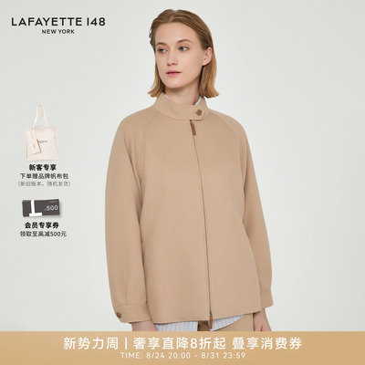 LAFAYETTE148/拉飞逸驼绒拉链前襟立领飞行员夹克通勤风简约外套