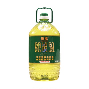 康能非转基因物理压榨芥花亚麻山茶油食用油调和油家庭装5L