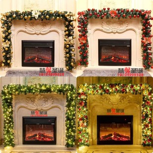 圣诞藤条加密装饰配件圣诞节橱窗玻璃门扶梯走廊挂件圣诞树枝叶子