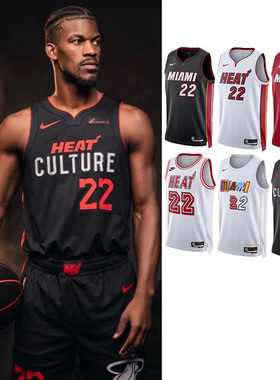 正品NIKE耐克热火勇士22号JB巴特勒篮球球衣sw球迷版运动速干背心