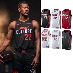 正品NIKE耐克热火勇士22号JB巴特勒篮球球衣sw球迷版运动速干背心