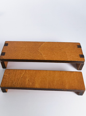 ZAKKA日式桌椅套装工艺品小摆件公仔道具桃木色小长椅