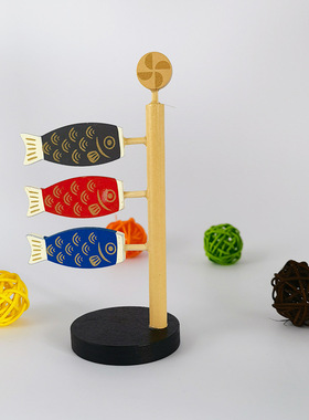 日式男孩节金福猫桃太郎三毛猫鲤鱼旗桌面治愈小摆件祈福装饰礼物