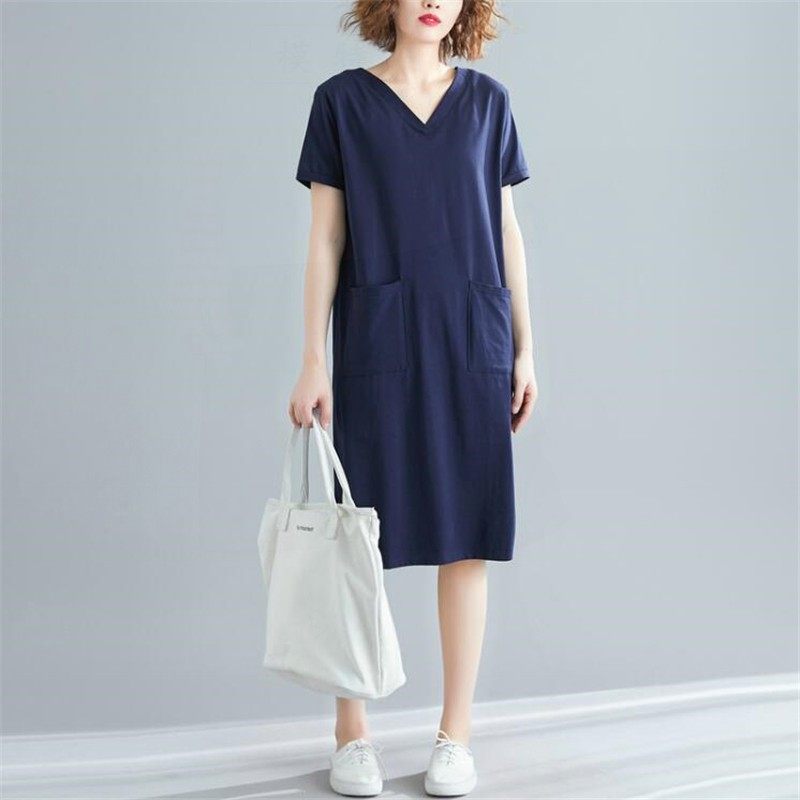 短袖上衣可穿春装很仙大码连衣裙v领t恤裙个性流行长款度假小仙女|msdalam kategori Butik wanita / wanita, wanita saiz besar - dari Buy2taobao.com untuk memberikan perkhidmatan ejen Taobao profesional membeli