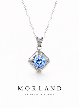 【MORLAND】观海·蓝色莫桑钻石精工925银设计款礼物女士项链首饰