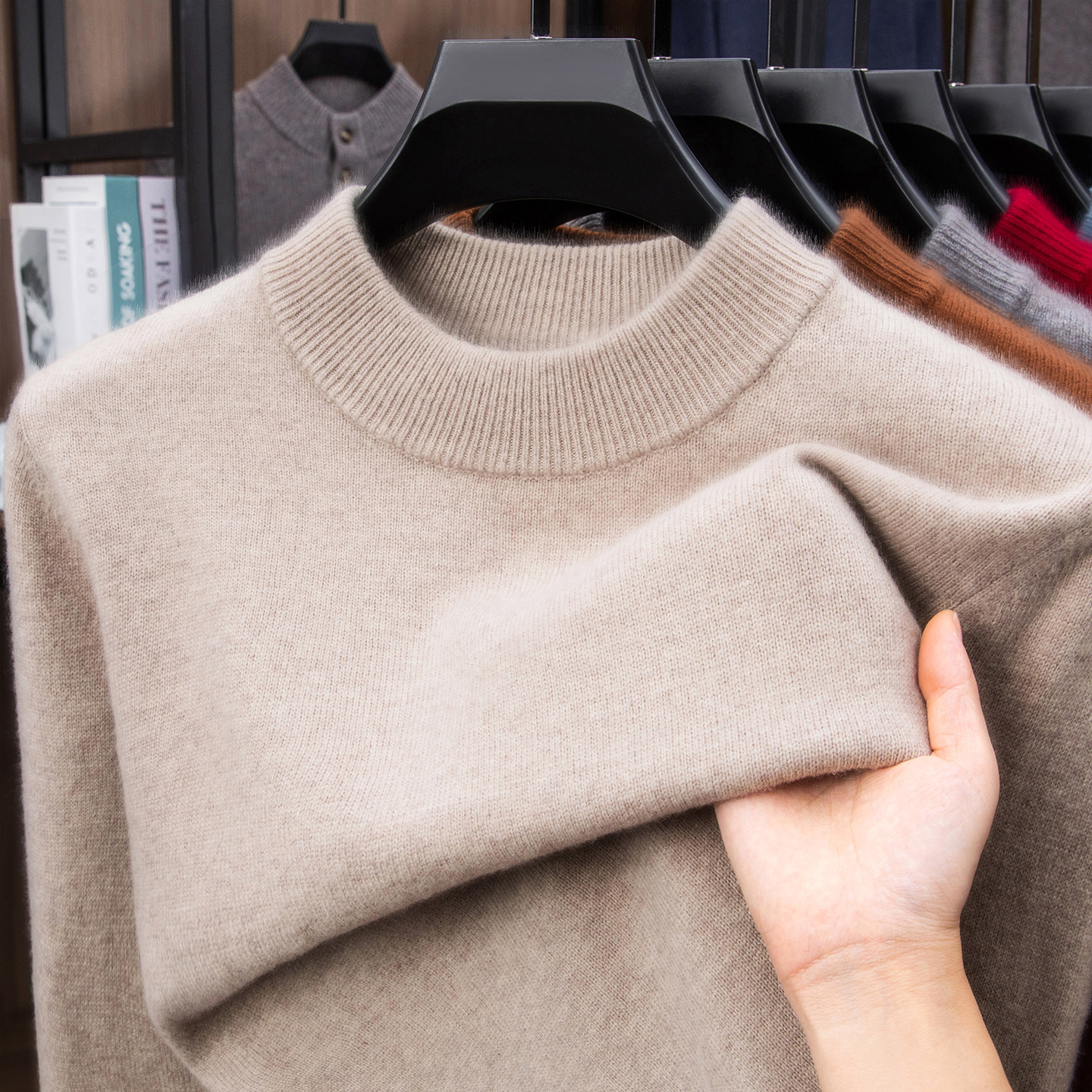 冬季新款BAPNXRRY羊毛衫毛男士高端时尚半高领加厚保暖打底羊绒衫,男装,羊绒套衫,淘宝优惠券,粉丝福利购,淘宝优惠卷