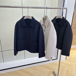 骆驼绒+桑蚕丝+羊毛双面呢短款外套女士2025秋冬新款加厚保暖大衣