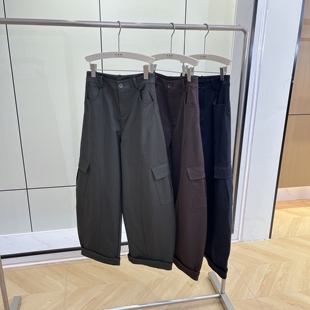 宽松2025秋冬新款美式大口袋工装裤加厚加绒高腰阔腿弯刀休闲裤女