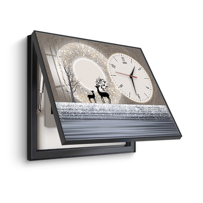 轻奢电表箱装饰画带钟表免打孔