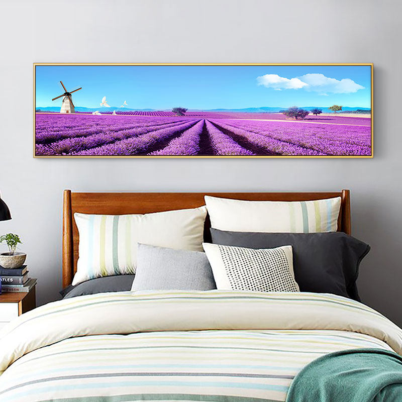 卧室床头装饰画免打孔安装温馨熏衣草主题酒店公寓挂画婚房壁画