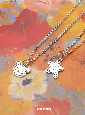 圣诞姜饼人项链纯银o字链男女