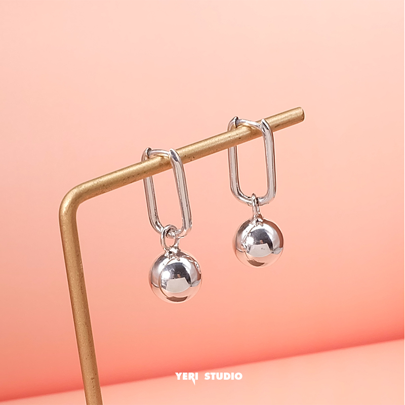 圆球耳扣女纯银有球必应耳环