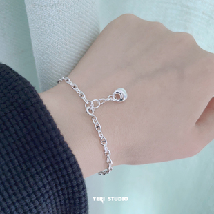 也里 实心福袋可调节免摘ins设计感 手链女纯银猪鼻子简约个性 时尚