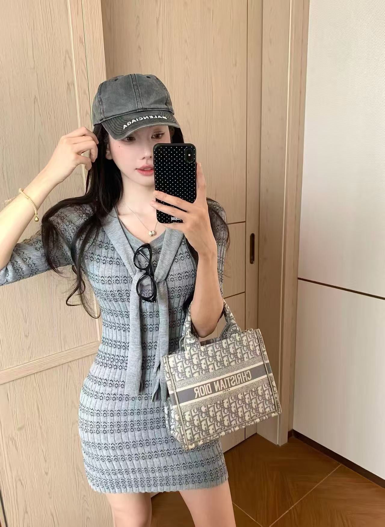 韩版针织连衣裙女修身显瘦气质两件套短袖薄款休闲修身型包臀裙