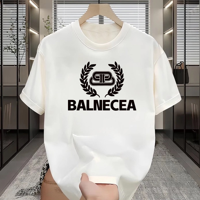 轻奢潮牌T恤男士2025春夏季新款麦穗字母纯棉T恤短袖宽松半袖体恤