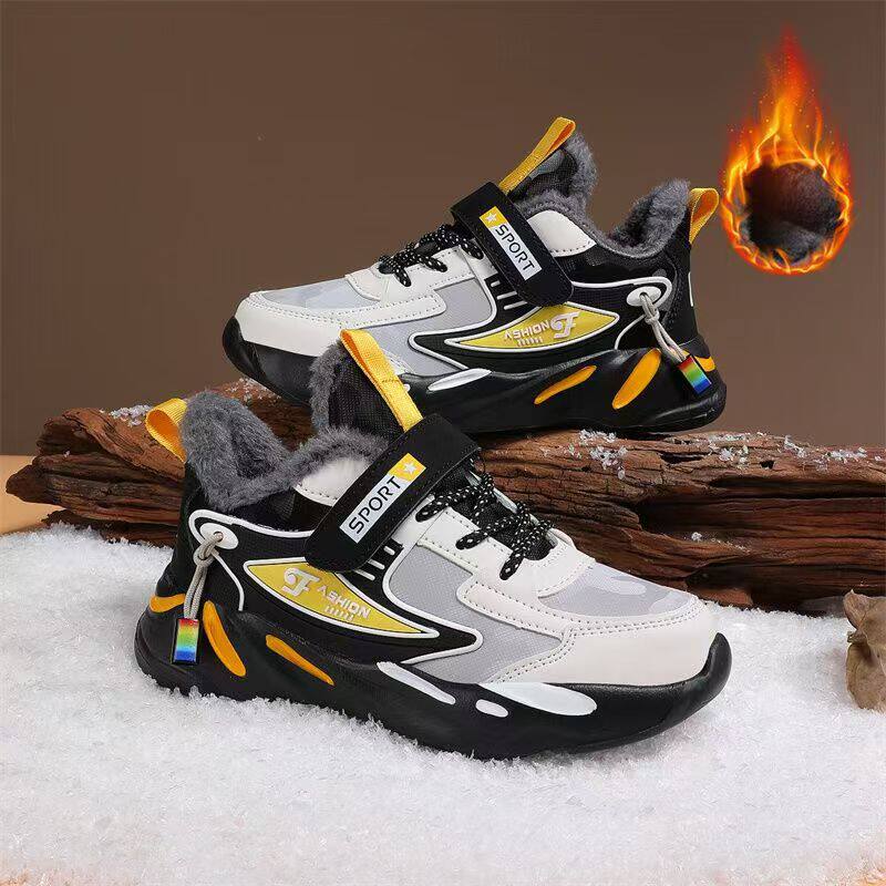 晋江品牌潮牌痞帅炸街男童鞋运动鞋2025超火冬季加绒保暖中大儿童