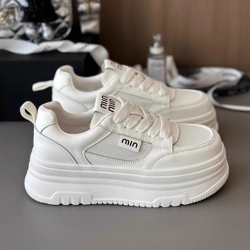 2025夏季新款厚底网面小白鞋女