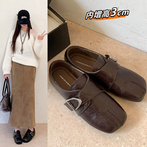 乐福鞋女鞋2026秋冬新款假分趾鞋