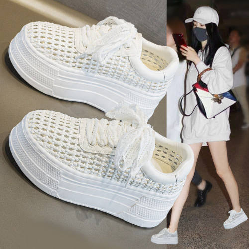 夏季网鞋女2026新款厚底小白鞋