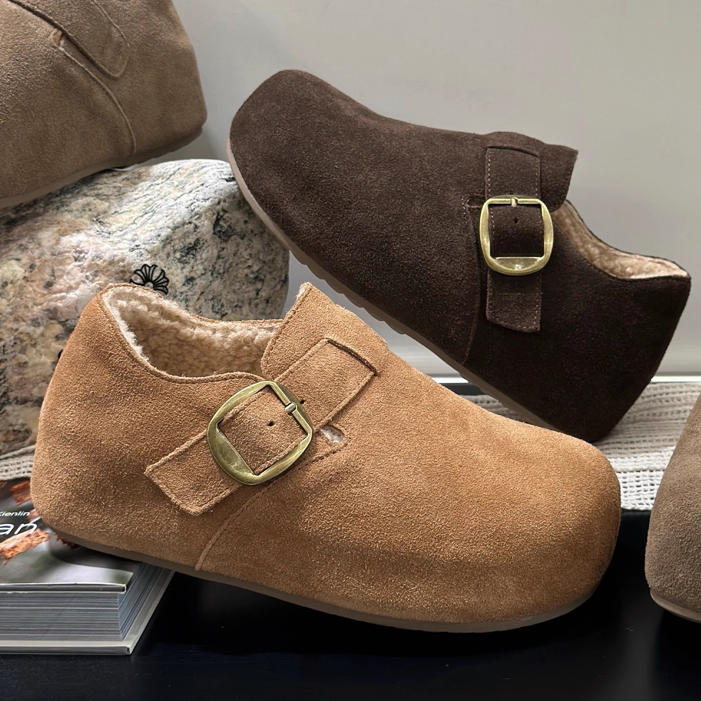 加绒勃肯鞋女2025新款毛毛棉鞋女