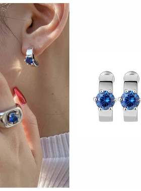 纯银小众原创nescius克莱因蓝钻耳钉简约 轻奢送女友潮流百搭饰品