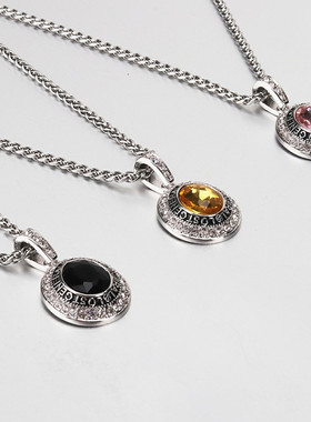 LostGeneral 黑色圆形男女潮流圆宝石项链伟霆同款百搭毛衣链