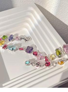 ABYB KVK彩虹甜心糖果色锆石不规则 gema高品质水晶手链 流光溢彩