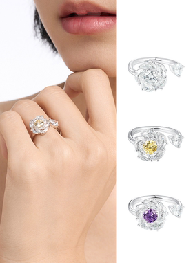 abyb kvk孟子义山茶花玫瑰花朵戒指时来运转情侣戒指情人节送女友