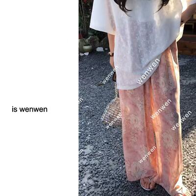 WEN春季新款宽松印花休闲长裤