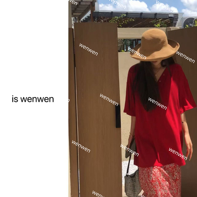 WEN初代韩女亨利V领显瘦T恤