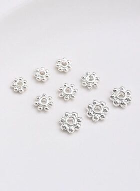 S925纯银雪花片银色隔珠片