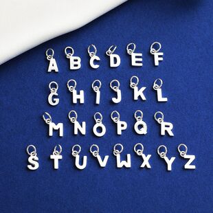 纯银S925镀金26个英文字母吊坠DIY串珠手绳手链挂件饰品配件