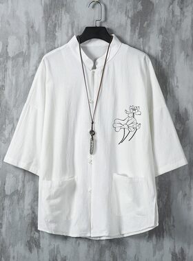 中医养生馆工作服男女款中式唐装棉麻上衣艾灸理疗小儿推拿技师服