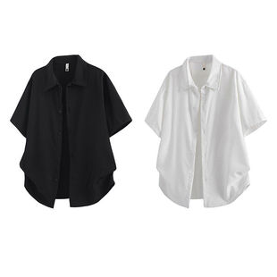 美发师衬衫图案大码logo定制装宽松西餐厅咖啡馆奶茶男女士工作服