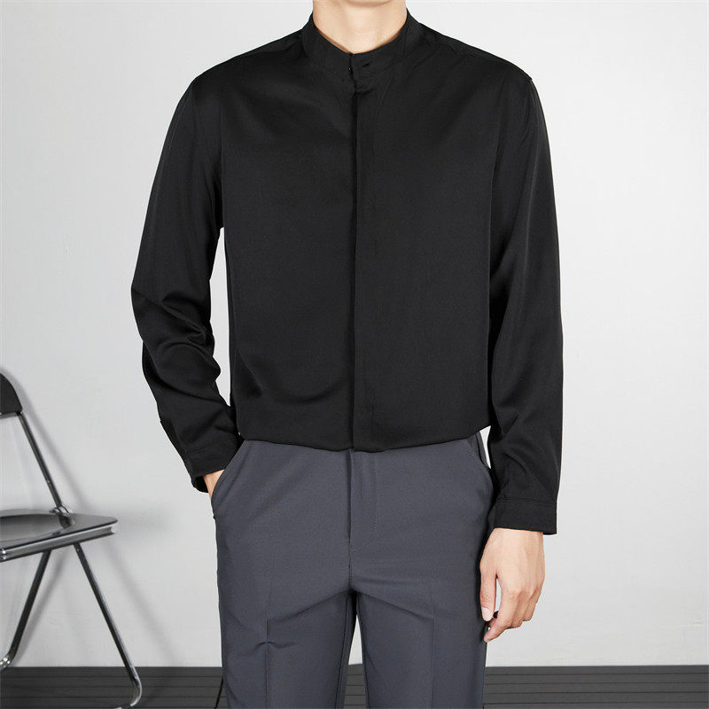 高端衬衫男士长袖2024新款高级感英伦免烫商务休闲立领衬衣服男款,男装,衬衫,淘宝优惠券,粉丝福利购,淘宝优惠卷