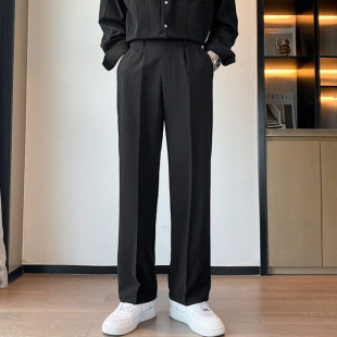 百搭发型师潮牌宽松休闲阔腿裤 男垂感直筒长裤 高级感痞帅西裤 新品