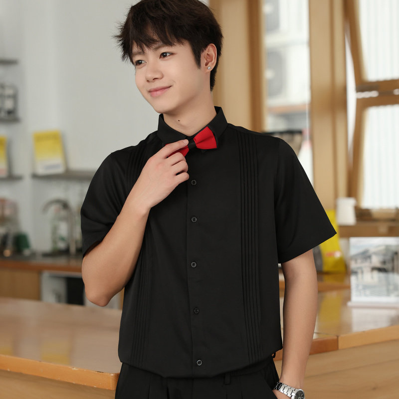 ktv酒吧工作服夏装短袖工衣衬衫网咖服务员酒店餐厅员工男女制服