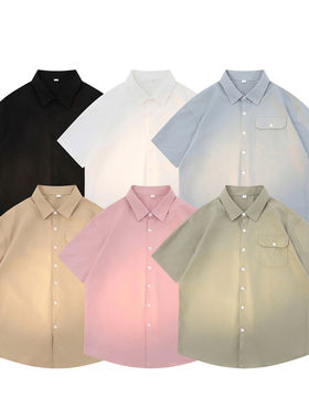 夏季美发店发廊工作服女助理技师男女白搭粉色衬衫工装logo定制服