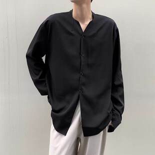 美发店发廊助理高级感英伦雅痞宽松衬衫调酒师服务生工衣logo定制