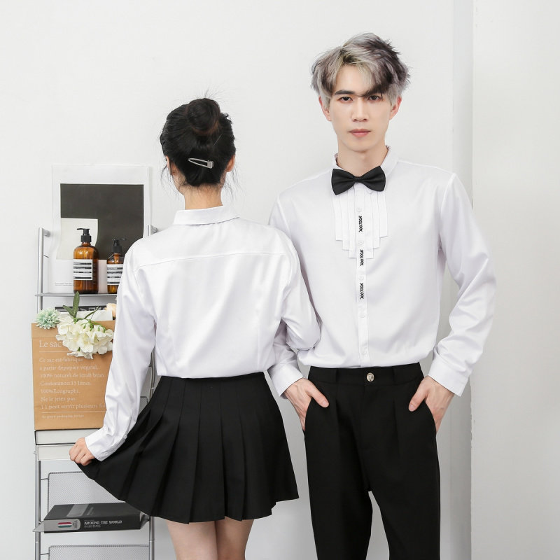 木北造型美发理发店衬衫男女diy长袖日系发廊发型师工装logo定制