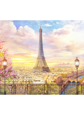 3D-JP平面塑料拼图500片无需胶水墙面装饰著名建筑浪漫巴黎H1936