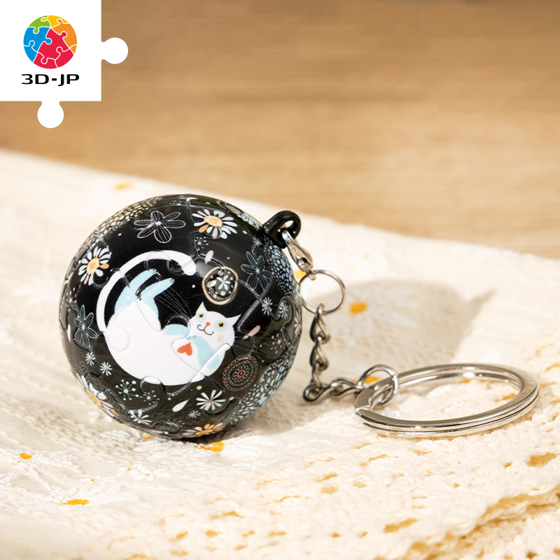 3D-JP立体球型钥匙扣拼图24片个性背包挂件儿童玩具猫咪梦乡A2804-封面