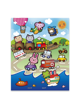 3D-JP 儿童拼图 塑料拼图 平面拼图 20片 动物噗噗车 T1008