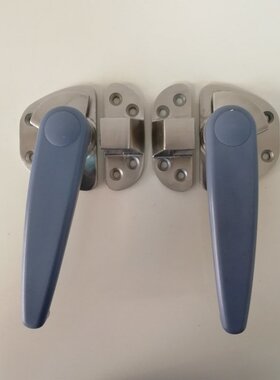 不锈钢灰色拉手 厨房蒸柜冰箱冷库门锁连勾 商用厨具胶柄门把手