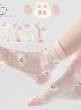 玻璃丝女童袜子夏季薄款短筒