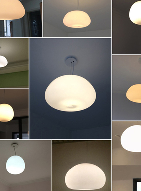 北欧创意卧室床头吊灯丹麦设计客厅餐厅房间白色鹅卵石蛋异形玻璃