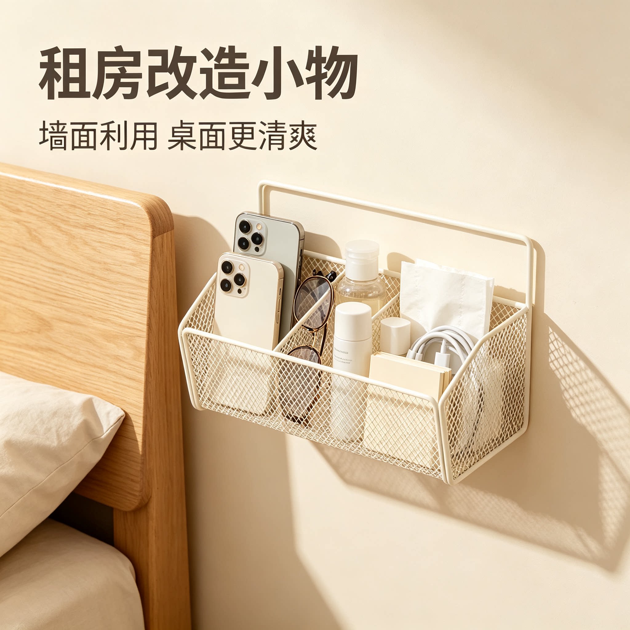 宿舍上铺免打孔壁挂收纳架