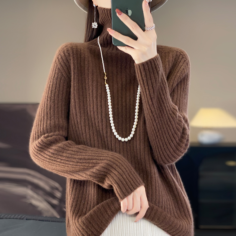 秋冬时尚高档一线成衣无缝高领毛衣女针织打底衫加厚修身内1015k